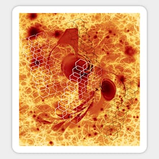 Alien bee hive in orange space Sticker